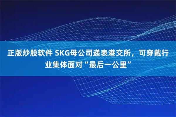 正版炒股软件 SKG母公司递表港交所，可穿戴行业集体面对“最后一公里”